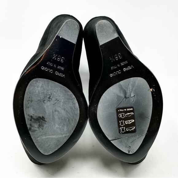 Giuseppe Zanotti Black Suede Platform Wedge Boots Size 38.5 - Picture 10 of 11